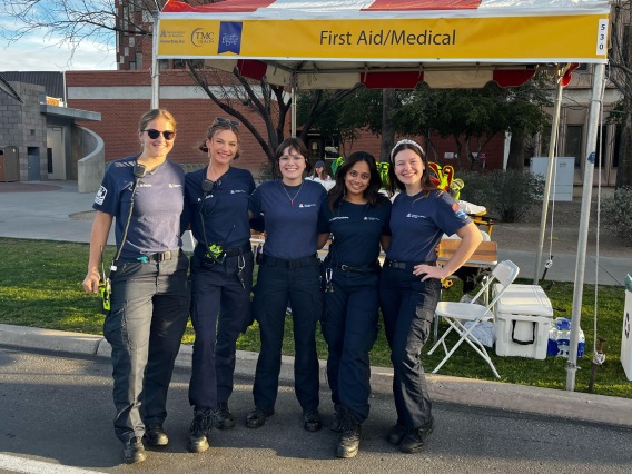 EMS providers at a first aid tent